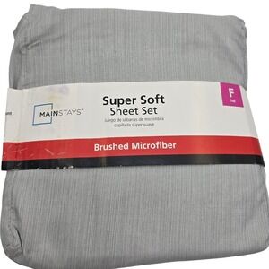 Mainstays Super Soft Brushed Microfiber Full Sheet Set Textured Grey 4pc New bb3